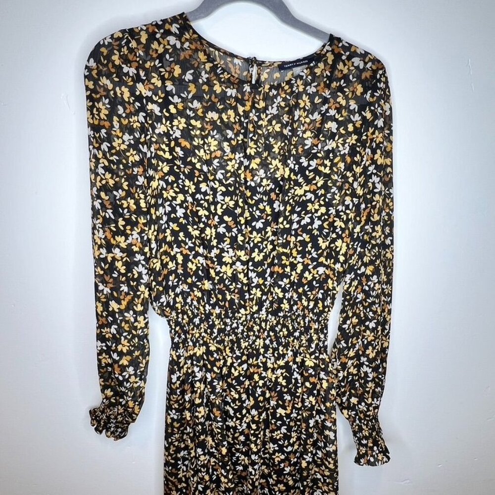 Tommy Hilfiger Womans Sintched Floral Print Midi Dress Long Sleeve Size 10 - Picture 2 of 7